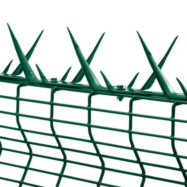 green plascoat vista mesh clear view mesh fence 7612 aperture, with sabre spike, razor spike